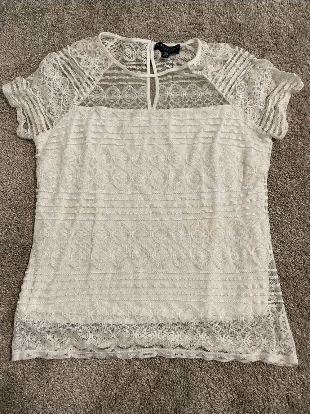 Laundry By Shelli Segal Ivory Lace Short-Sleeve Top
